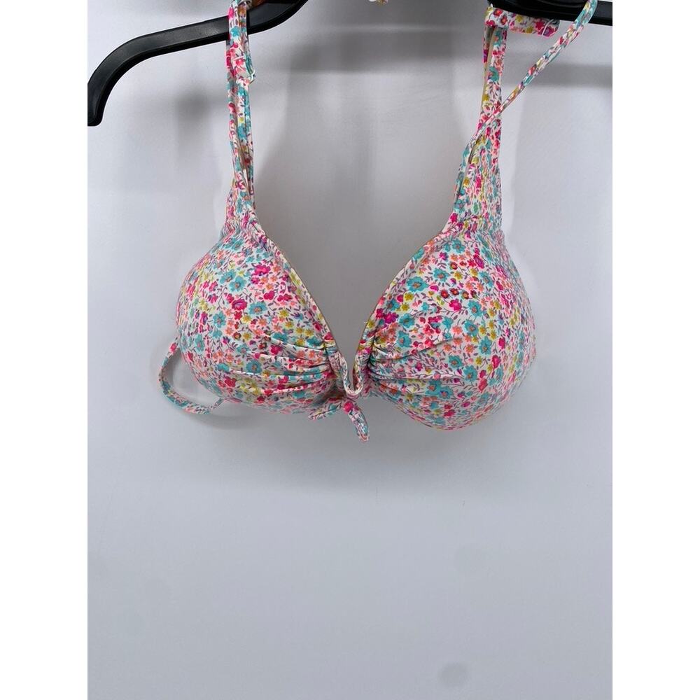 UNBRANDED Women's Pink Floral Print Halter Swim Top SZ 1